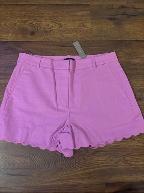 J. Crew Factory Pink Scallop-Trim High-Rise Shorts